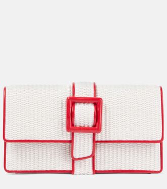 Manolo Blahnik Maycap raffia-effect clutch