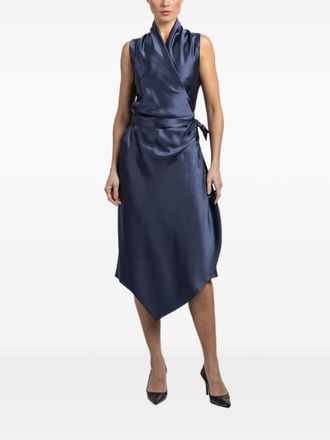 Peter Cohen Victor tie-waist wrap midi dress - Blauw