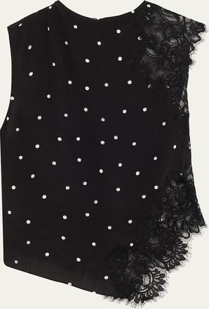 A.L.C. Gracie Polka-Dot Crepe and Lace Blouse