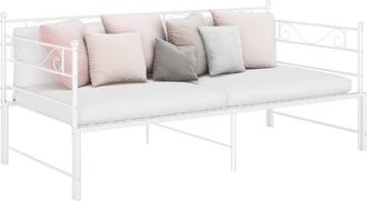vidaXL Sof&aacute; Cama Extra&iacute;ble Sin Colch&oacute;n Metal Blanco 90x200cm Vidaxl