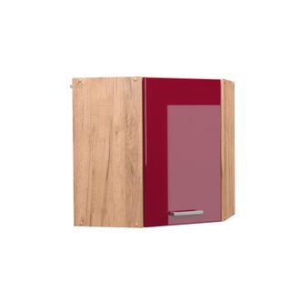 Vicco Armario Colgante De Esquina R-line, Rojo Burdeos Alto Brillo, 57 Cm