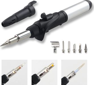 OEM Juego De Soldador De Gas Con 6 Accesorios Y Alambre De Soldadura, Temperatura Ajustable Continuamente, Soldador De Butano Multifuncional Para Pirograb