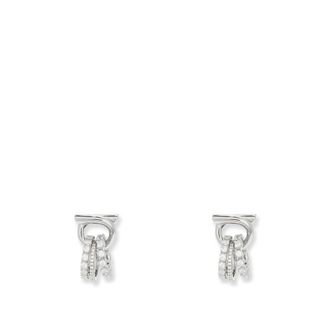 Ferragamo Gancini Oorbellen met Kristallen Ring Hanger Detail - Dames - Oorbellen - Wit - ONE Size - Accessoires