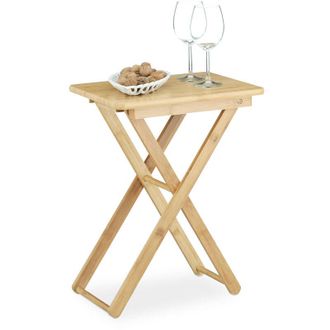 Relaxdays Relaxdays - Folding Side Table, Bamboo Wood, Small Foldable tv Table, Rectangular, HxWxD: ca 52 x 40 x 31 cm, Natural Brown