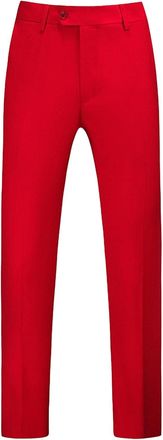 Generic Men Casual Simple Straight Slim Trousers Young Classic Workplace Pants Fall Comfy Formal Occasion Suit Pant Red