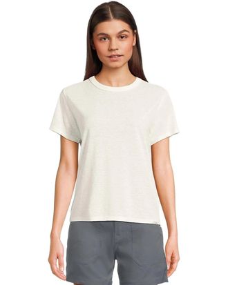 Prana PrAna Cozy Up Top Women Soft White Short Sleeve Crew Neck Pullover GBO2105