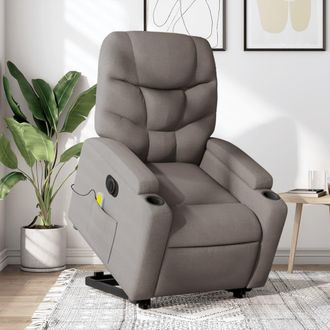 vidaXL Vidaxl - Sill&oacute;n De Masaje El&eacute;ctrico Reclinable Elevable Tela Taup&eacute;
