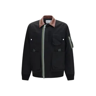 sacai Black Cotton Mens Bomber
