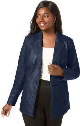 Jessica London Leather Blazer in Navy at Nordstrom, Size 30