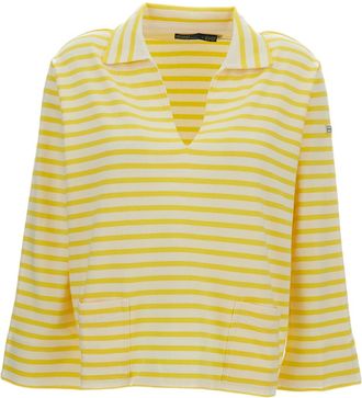 Polo Ralph Lauren White/Yellow V-Neck Striped T-Shirt