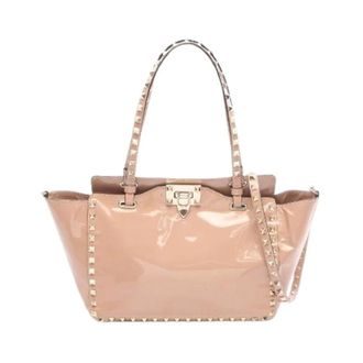 Valentino Pre-owned Tote Bags, female, Pink, Size: ONE SIZE Pre-owned Rockstud Patent Leather Tote Bag