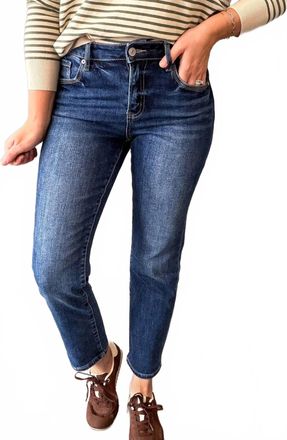 Mica Mid Rise Straight Crop Jeans In Dark Wash