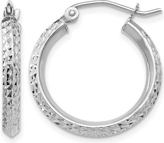 Diamond2Deal 14k Gold Diamond-cut 2.5x20mm Round Hoop Earrings