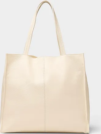 Simons Womens Pebbled leather square tote bag Exclusive collection from Italy