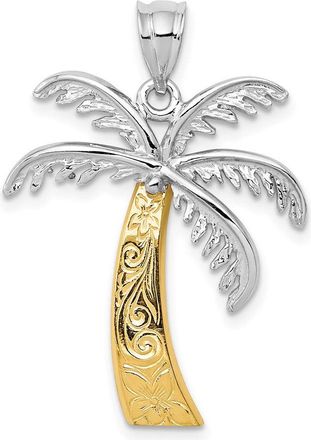Diamond2Deal 14k Two-tone Gold Palm Tree Pendant