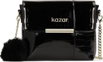 Kazar Kleine gelakte kettinghandtas - Dames - Handtassen - Zwart - ONE Size - Leer - Tassen