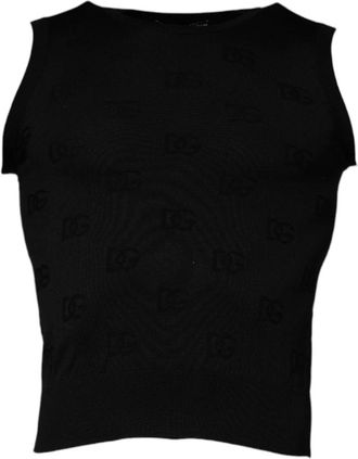 Dolce & Gabbana Mouwloze Tanktop met Ronde Hals - Dames - Tops zonder mouwen - Zwart - 2XS - Tops