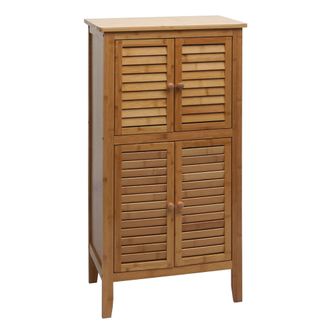 Hhg Hhg - Mueble De Ba&ntilde;o 669, Cajonera Con Estantes, 4 Puertas Bamb&uacute; 100x50x30cm