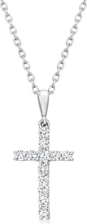 Ross-Simons Diamond Cross Pendant Necklace in Sterling Silver