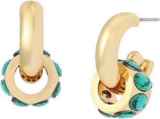 Kurt Geiger Rondelle Huggie Hoop Drop Earrings in Green at Nordstrom