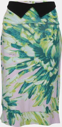 Just Cavalli Multicolor Printed Jersey Midi Skirt