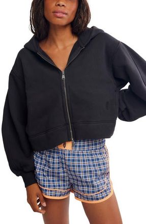 Free People FP Movement A Cut Above Cotton Zip Hoodie in Black at Nordstrom, Size X-Small