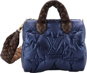 Louis Vuitton Blue Monogram Quilted Econyl Nylon Speedy Bandouliere 25 (Authentic Pre-Loved)