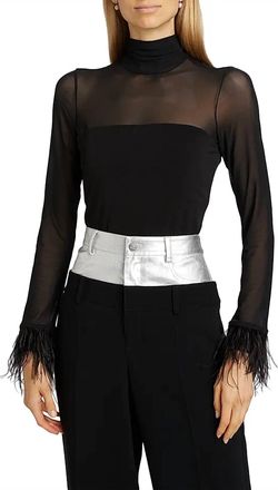 Cinq &agrave; Sept Feather Trim Shantel Top In Black