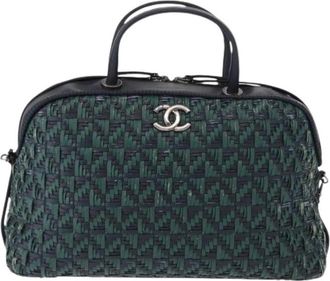 Chanel Pre-owned Handbags, female, Green, Size: ONE SIZE Pre-owned Leather Vintage Handbag