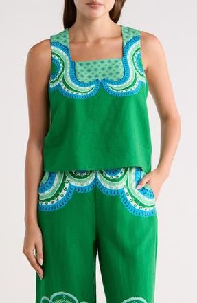 T Tahari Linen Blend Print Top in Jungle Paisley Print at Nordstrom Rack, Size Large
