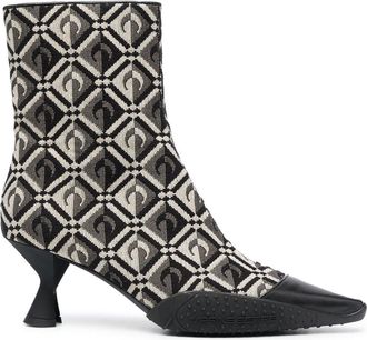 Marine Serre Moon Diamant 65mm ankle boots - women - Calf Leather/Calf Leather/Calf Leather/Rubber/Fabric - 36 - Black