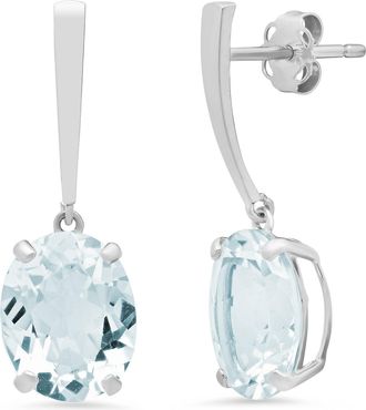 MAX + STONE 14k Yellow or White Gold 10x8mm Oval Cut Gemstone Drop Dangle Earrings