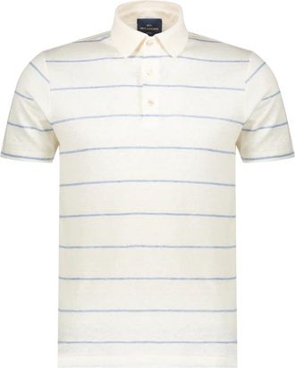 Paul & Shark Linnen Gestreept Poloshirt - Heren - Polos - Wit - 2XL - Linnen - Tops