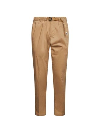 White Sand Beige Elasticated Waist Buckle Trousers