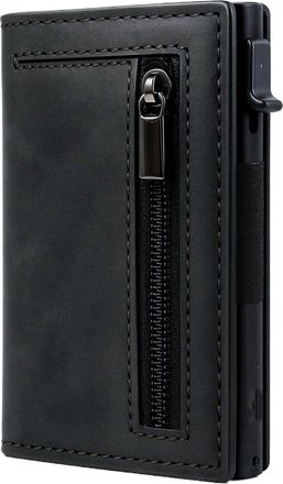 Generic Mens Ultra Thin Leather Wallet with Automatic Card Ejection & Metal Money Clip - Slim Design for Easy Carry(Black)