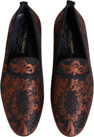 Dolce & Gabbana Mens Black Jacquard Polyester Slip On Loafers Shoes Po Me Co Vi