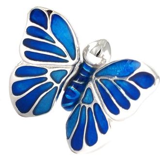 Jan Leslie Hand Painted Enamel Butterfly Sterling Silver Lapel Pin in Blue at Nordstrom