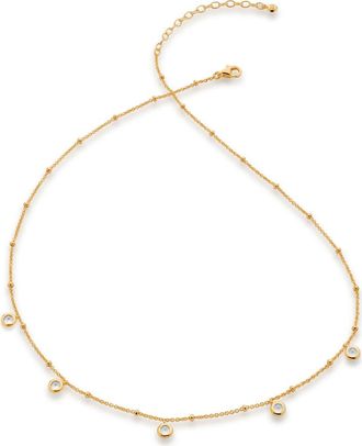 Monica Vinader Mini White Topaz Station Necklace in 18Ct Gold Vermeil at Nordstrom