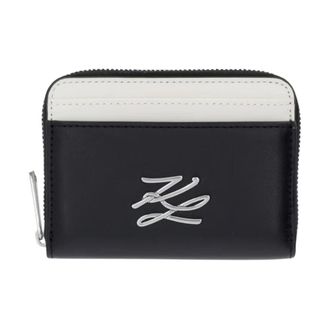 Karl Lagerfeld Accessoires, Dames, Zwart, ONE Size, Leer, K/Autograph Small Zip Wallet