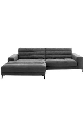 Dieter Knoll Collection Ecksofa, Anthrazit, Textil, Uni, Ottomane links, L-Form, 296x207 cm, Typenauswahl, Stoffauswahl, planbar, seitenverkehrt erh&auml;ltlich, Hocker erh&auml;ltlich