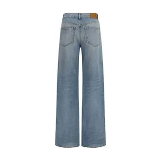 Saint Laurent High-Waisted Wide-Leg Jeans - Blue