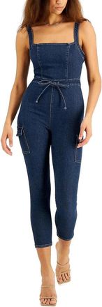 Tinseltown Jumpsuit Womens Blue Belted Square Neck Sleeveless Crop PALL184