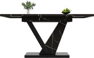 STILVORA Mesa De Comedor Extensible Para 4-6 Personas Con Tablero Deslizante, En Mdf Y Metal, 120-160 X 75 X 75.5 Cm, Negro