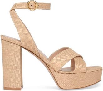 Gianvito Rossi Sabrina Sandal in Beige Linen at Nordstrom, Size 38.5