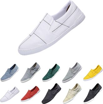 Generic Mens Low-Top Canvas Shoes Breathable Loafer Flat Slip On Slippers Trainers Hands-Free Comfortable Walking Shoes Outdoor Casual Hiking Shoes Soft Comfo