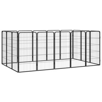vidaXL Jaula Perros 16 Paneles Acero Recubierto Polvo Negro 50x100 Cm Vidaxl