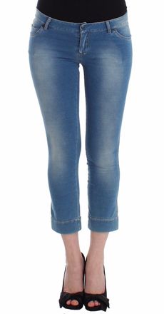 Ermanno Scervino Strandmode Blauwe Jeans Capri Broek Verkort