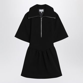 Ganni Schwarzes Minikleid aus Cr&ecirc;pe