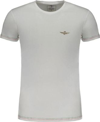 Aeronautica Katoenen T-shirt met print en logo - Heren - T-shirts - Wit - L - Katoen - Tops