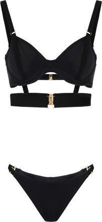 Elisabetta Franchi Badmode, Dames, Zwart, S, Tweed, Bikini in Lycra